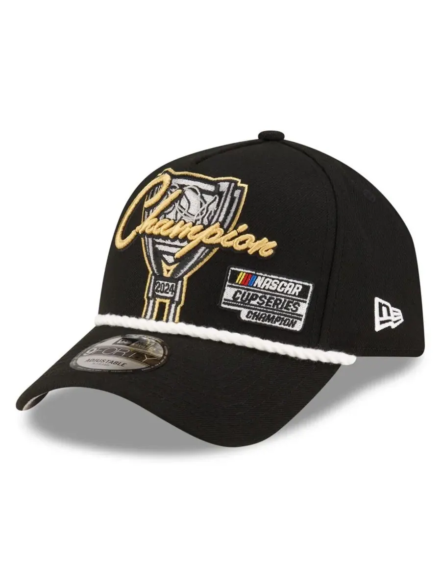 New Era Мужская черная регулируемая кепка Joey Logano 2024 NASCAR Cup Series Champion 9FORTY — изображение 2 из 4, черный