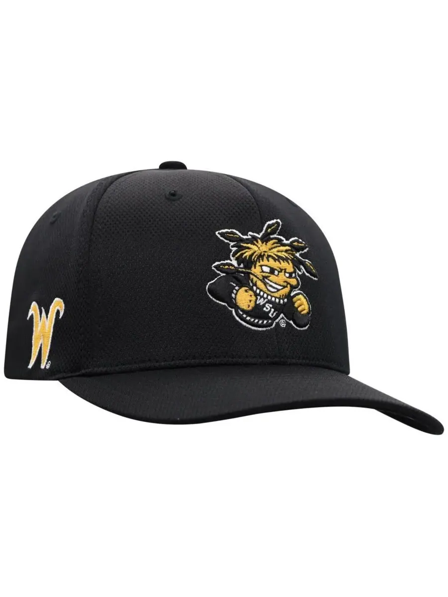 Top of the World Мужская черная бейсболка Wichita State Shockers Reflex Flex — изображение 2 из 3, черный