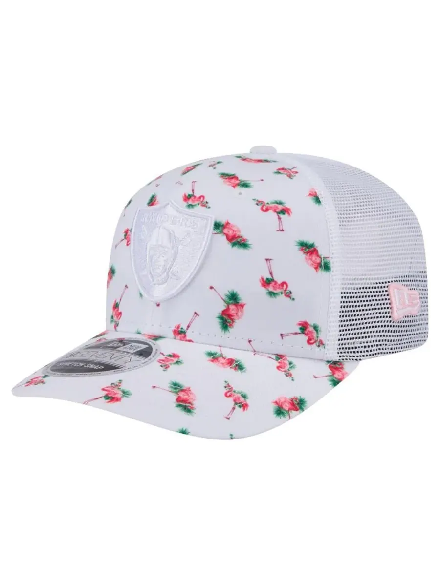 New Era Мужская белая кепка Las Vegas Raiders Adventure Flamingo Pattern 9SEVENTY с эластичными — изображение 1 из 5, белый