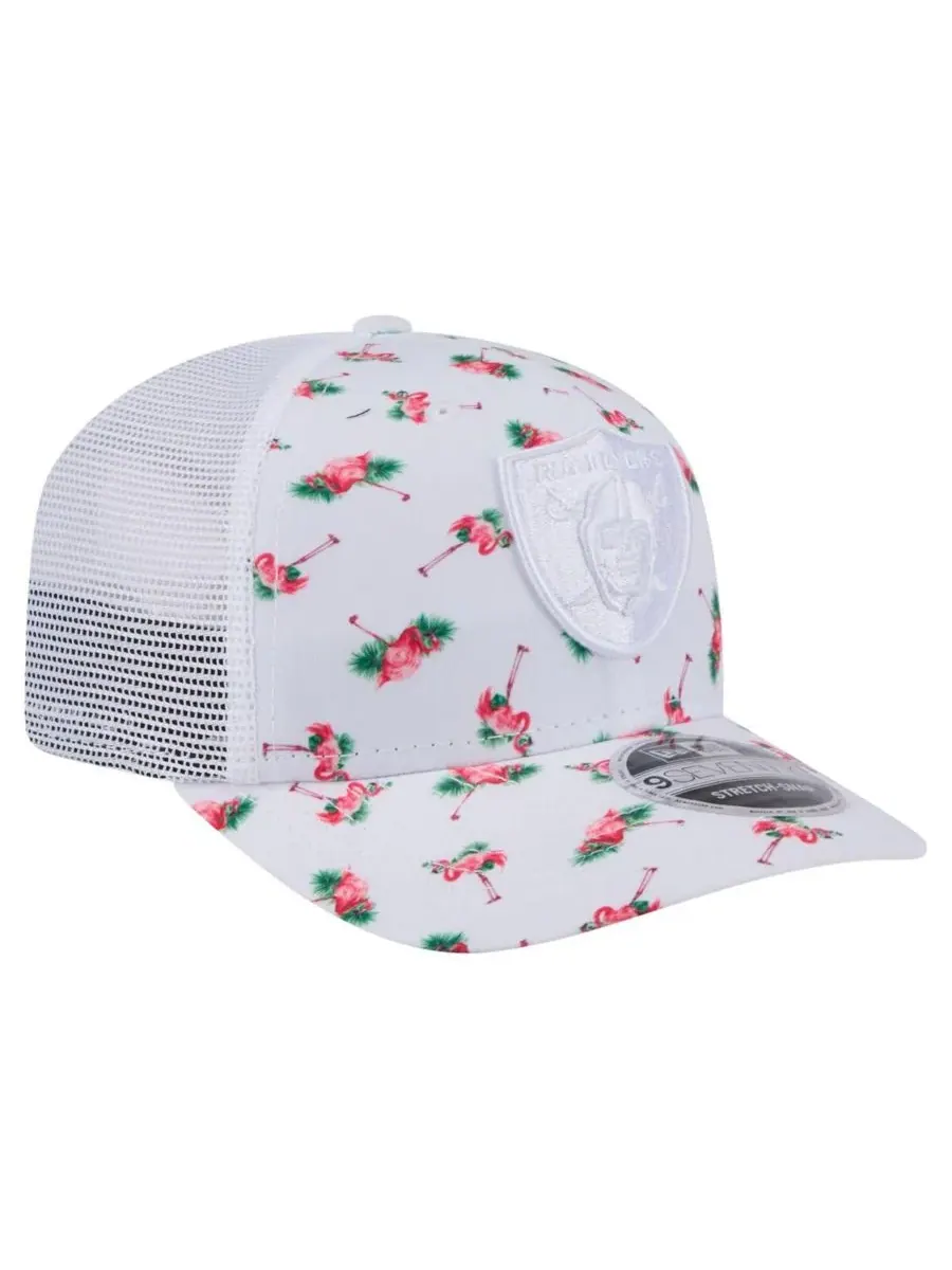 New Era Мужская белая кепка Las Vegas Raiders Adventure Flamingo Pattern 9SEVENTY с эластичными — изображение 5 из 5, белый