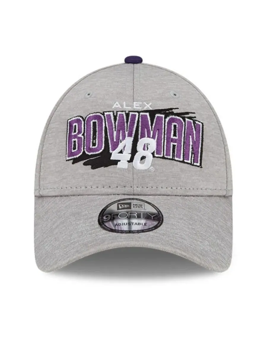 New Era Мужская серая кепка Alex Bowman Name Splash 9FORTY с регулируемой застежкой-регулятором — изображение 2 из 2, серый