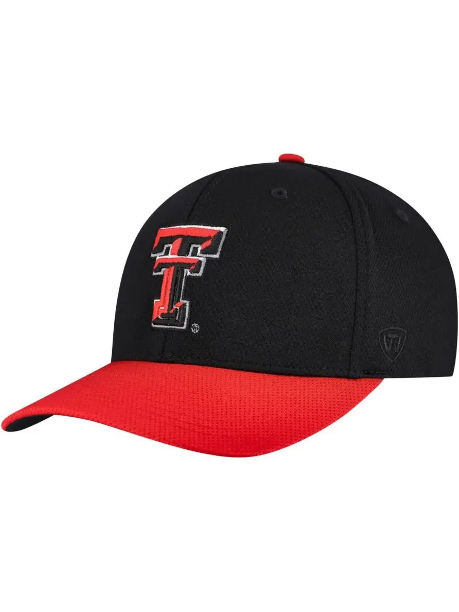 Top of the World Мужская двухцветная кепка Texas Tech Red Raiders Reflex черно-красного цвета — изображение 3 из 4