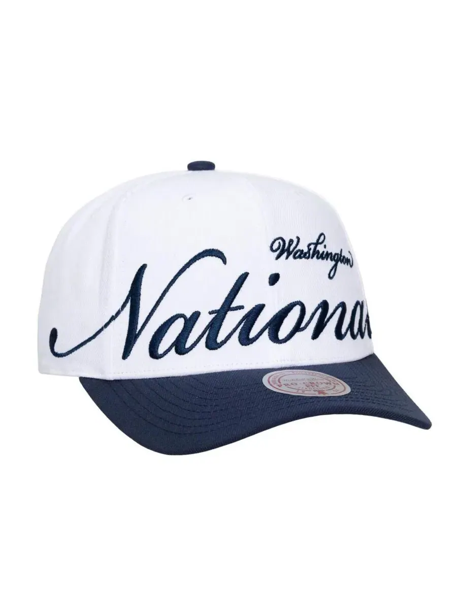 Кепка с вышивкой XL Script Pro Crown Mitchell & Ness — изображение 1 из 4, белый темно-синий