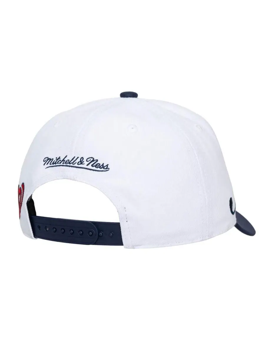 Кепка с вышивкой XL Script Pro Crown Mitchell & Ness — изображение 4 из 4, белый темно-синий