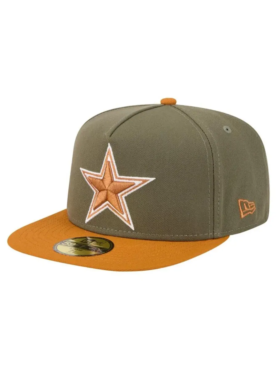 New Era Мужская кепка Dallas Cowboys 2-Tone Color Pack A-Frame 59FIFTY оливково-коричневого цвета — изображение 1 из 4