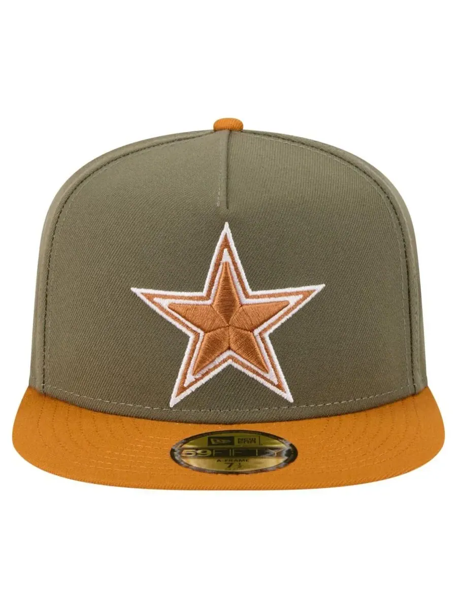 New Era Мужская кепка Dallas Cowboys 2-Tone Color Pack A-Frame 59FIFTY оливково-коричневого цвета — изображение 3 из 4