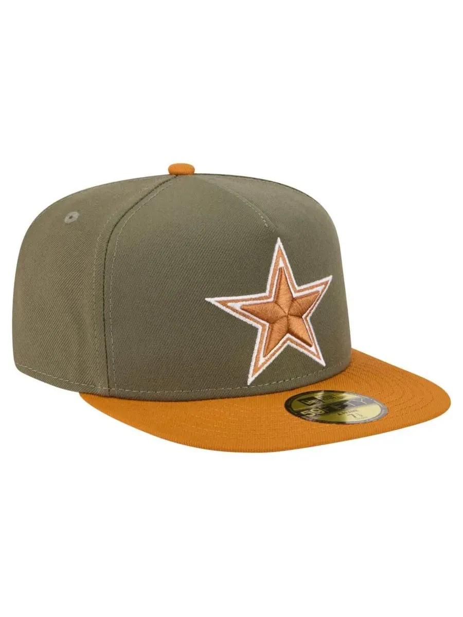 New Era Мужская кепка Dallas Cowboys 2-Tone Color Pack A-Frame 59FIFTY оливково-коричневого цвета — изображение 4 из 4