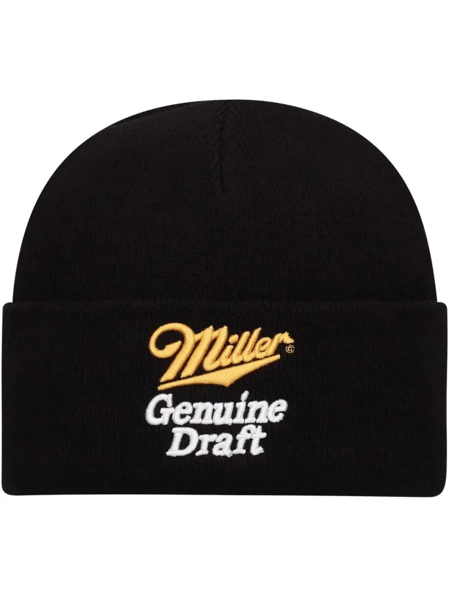 American Needle Мужская черная вязаная шапка Miller Genuine Draft с отворотом — изображение 1 из 1, черный