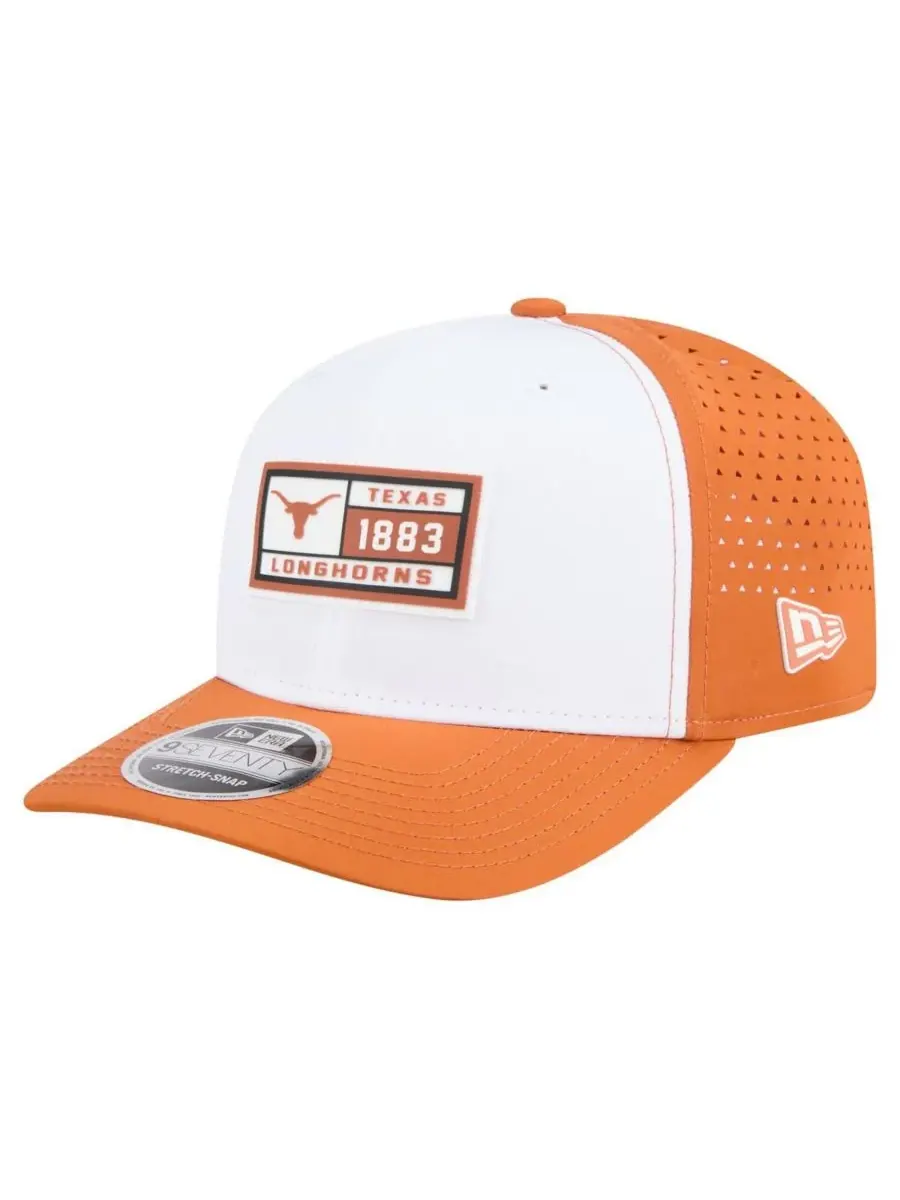 New Era Мужская белая/оранжевая бейсболка Texas Longhorns с перфорированной нашивкой, регулируемая — изображение 1 из 4