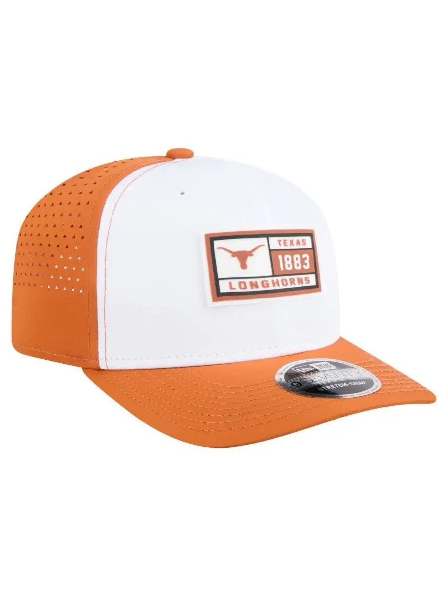 New Era Мужская белая/оранжевая бейсболка Texas Longhorns с перфорированной нашивкой, регулируемая — изображение 2 из 4