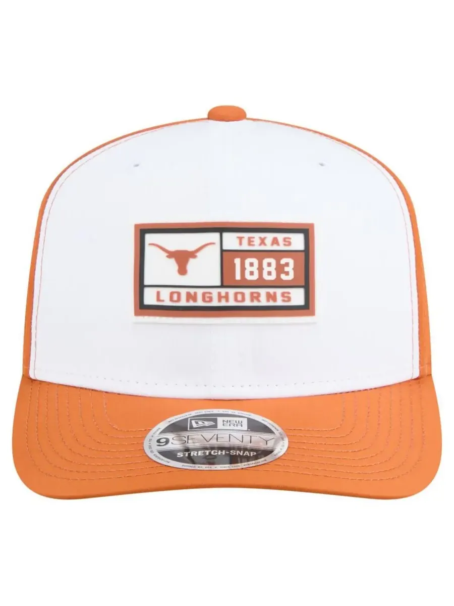 New Era Мужская белая/оранжевая бейсболка Texas Longhorns с перфорированной нашивкой, регулируемая — изображение 3 из 4