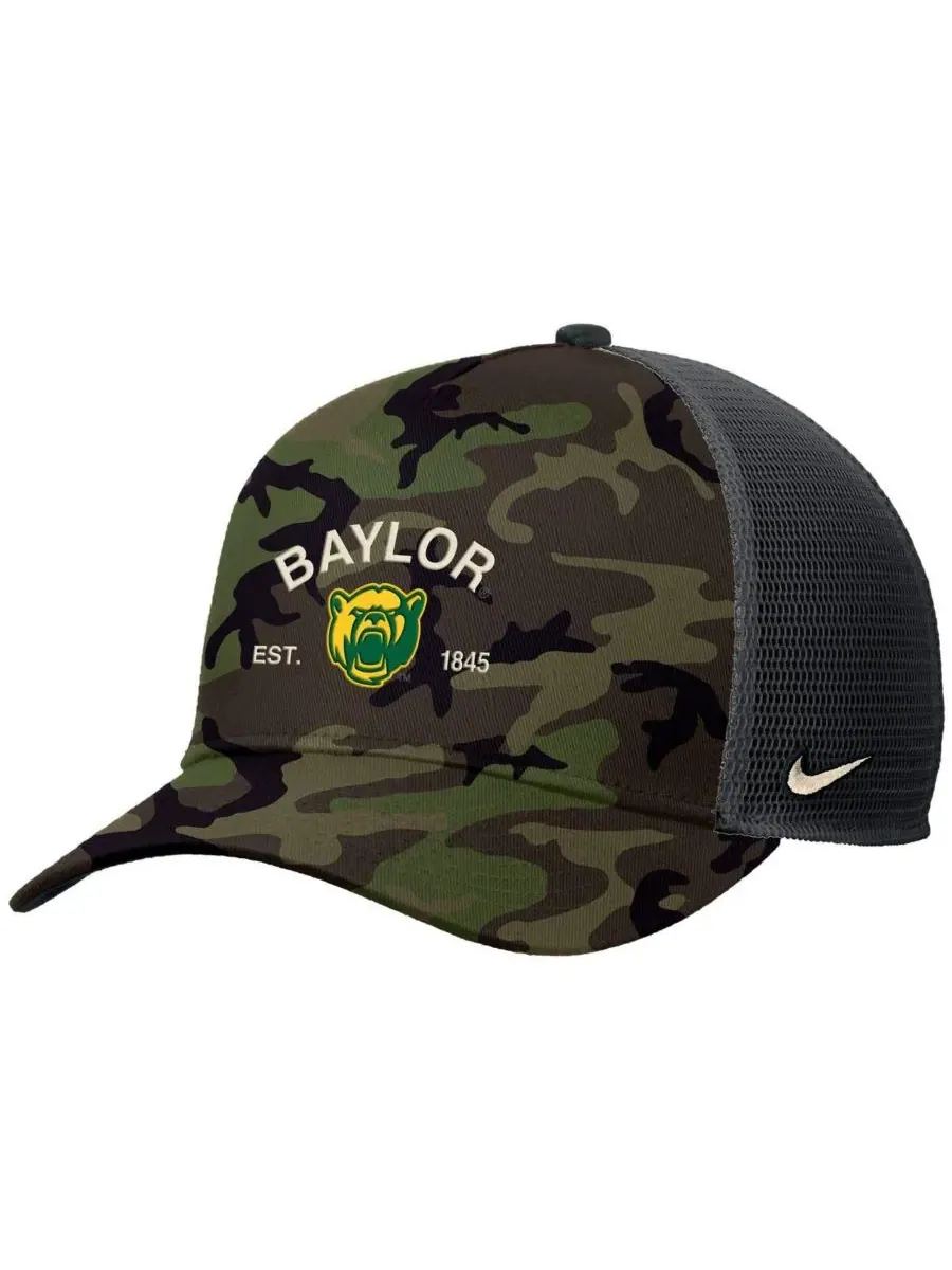 Nike Мужская камуфляжная кепка-тракер Baylor Bears 2025 в честь Дня военной службы, регулируемая по — изображение 1 из 3
