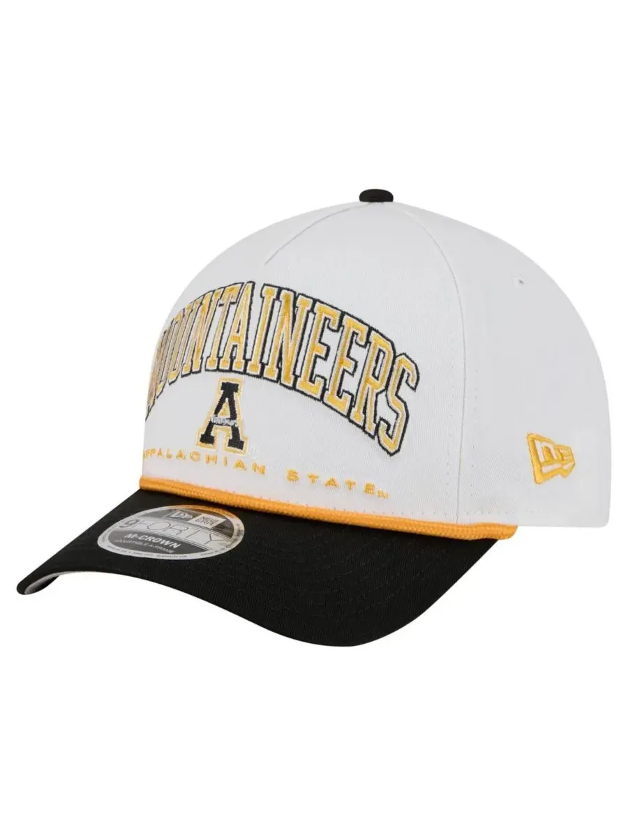 New Era Мужская бело-черная кепка Appalachian State Mountaineers Arch Two-Tone Rope 9FORTY A-Frame — изображение 1 из 5