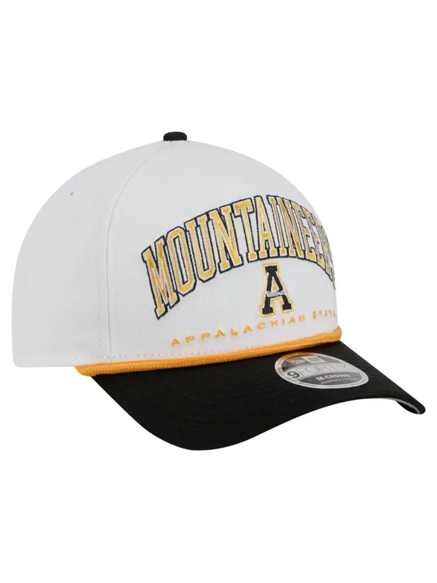 New Era Мужская бело-черная кепка Appalachian State Mountaineers Arch Two-Tone Rope 9FORTY A-Frame — изображение 3 из 5