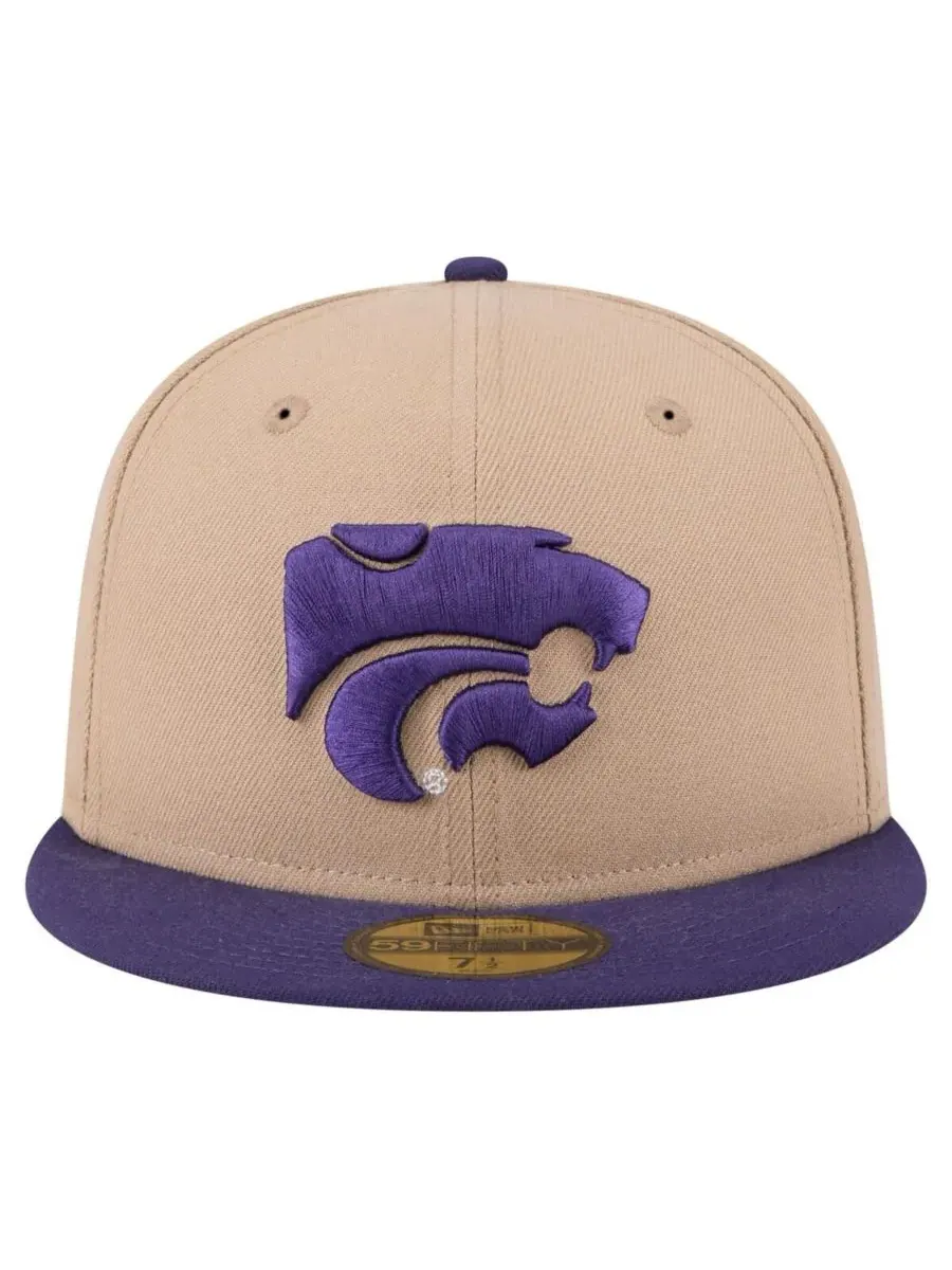 New Era Мужская кепка 59FIFTY цвета хаки с двухцветной символикой команды Kansas State Wildcats — изображение 2 из 4