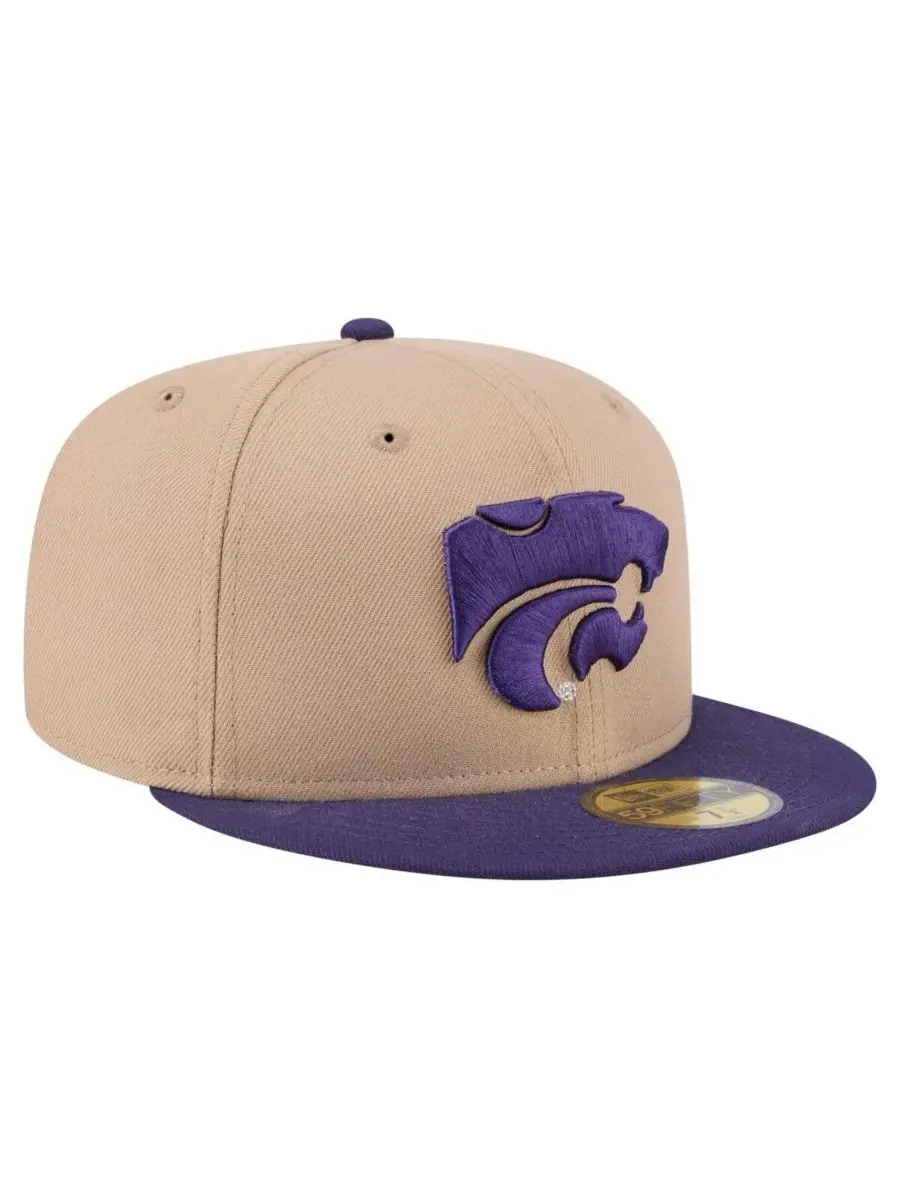 New Era Мужская кепка 59FIFTY цвета хаки с двухцветной символикой команды Kansas State Wildcats — изображение 3 из 4