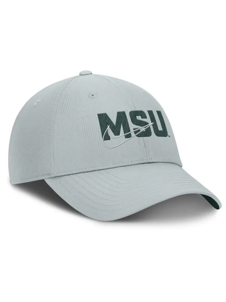 Nike Мужская серая регулируемая кепка Michigan State Spartans Club Prep Performance — изображение 3 из 4, серый