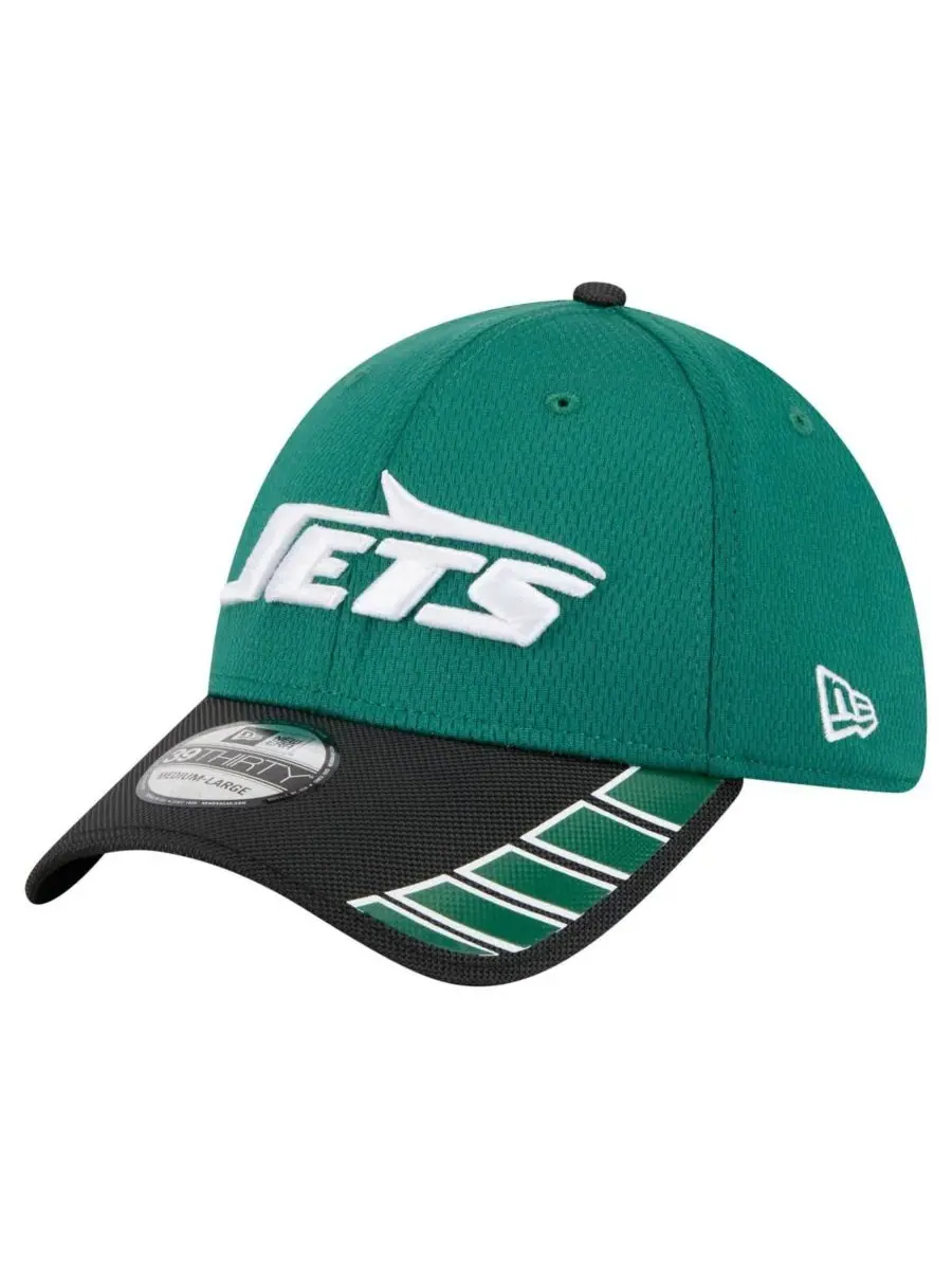 New Era Мужская зеленая кепка New York Jets Visor Hit 39THIRTY Flex Hat — изображение 1 из 5, зеленый