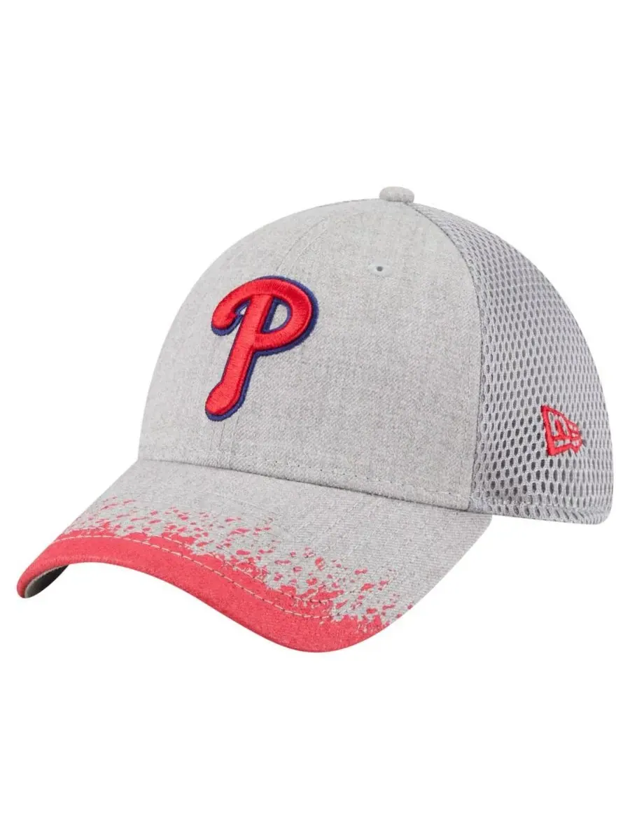 New Era Мужская серая кепка Philadelphia Phillies с козырьком и рисунком в виде брызг краски — изображение 1 из 4, серый