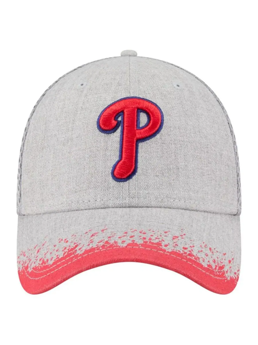 New Era Мужская серая кепка Philadelphia Phillies с козырьком и рисунком в виде брызг краски — изображение 2 из 4, серый