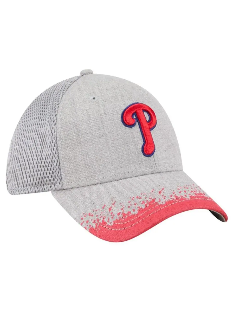New Era Мужская серая кепка Philadelphia Phillies с козырьком и рисунком в виде брызг краски — изображение 3 из 4, серый