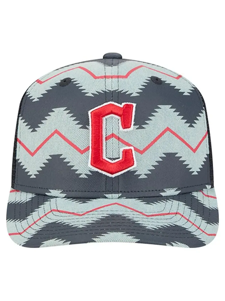 New Era Мужская джинсовая/темно-синяя регулируемая кепка Cleveland Guardians Aztec Denim 9SEVENTY — изображение 5 из 5