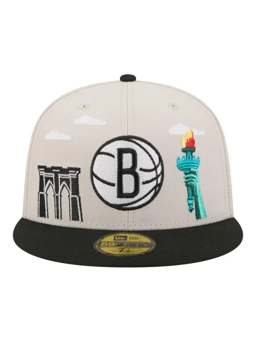 Кепка New Era Brooklyn Nets Localized City Icon 59FIFTY — изображение 2 из 7, бежевый черный
