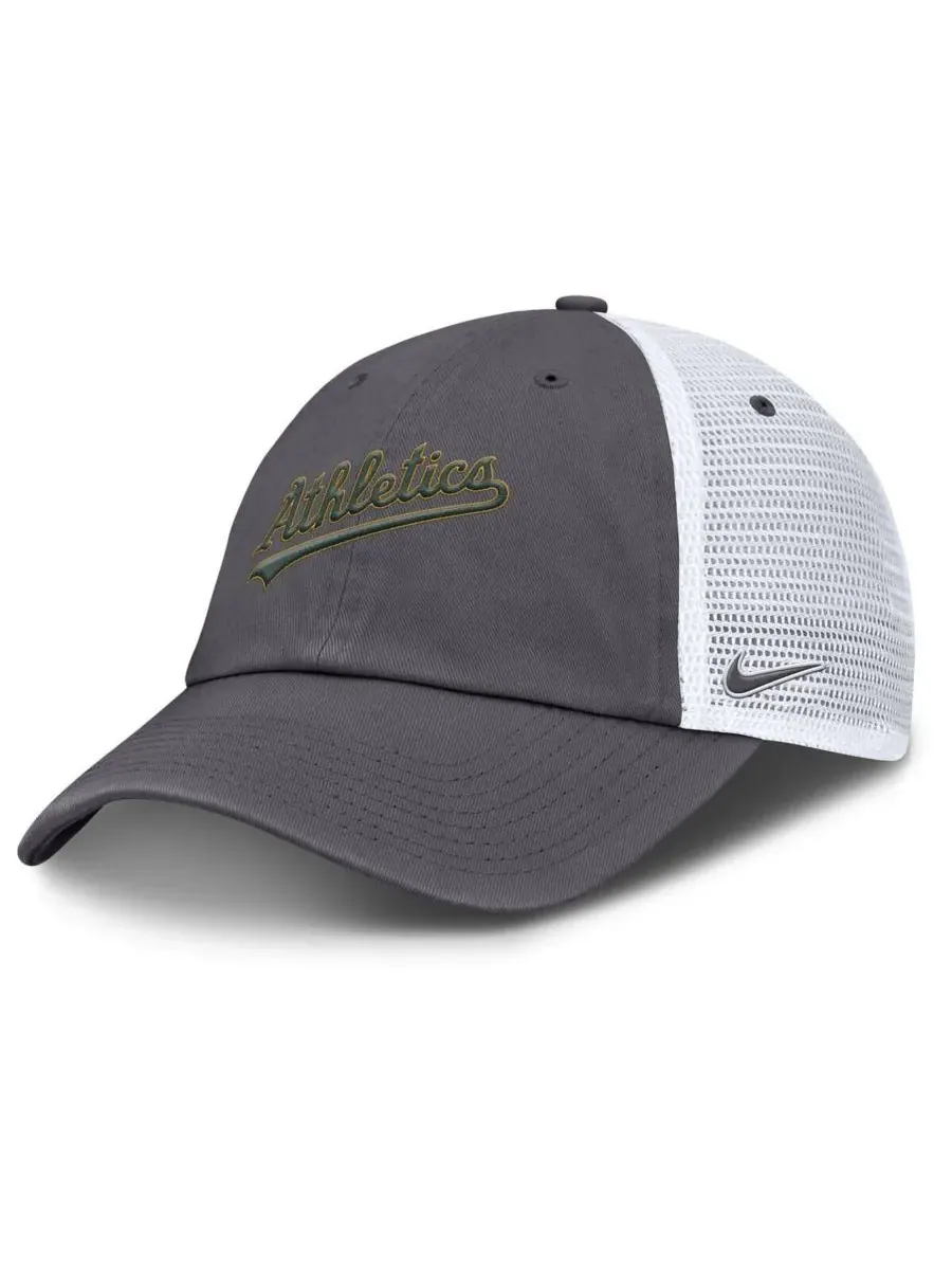 Nike Мужская серая регулируемая бейсболка Athletics Wordmark Club — изображение 1 из 4, серый