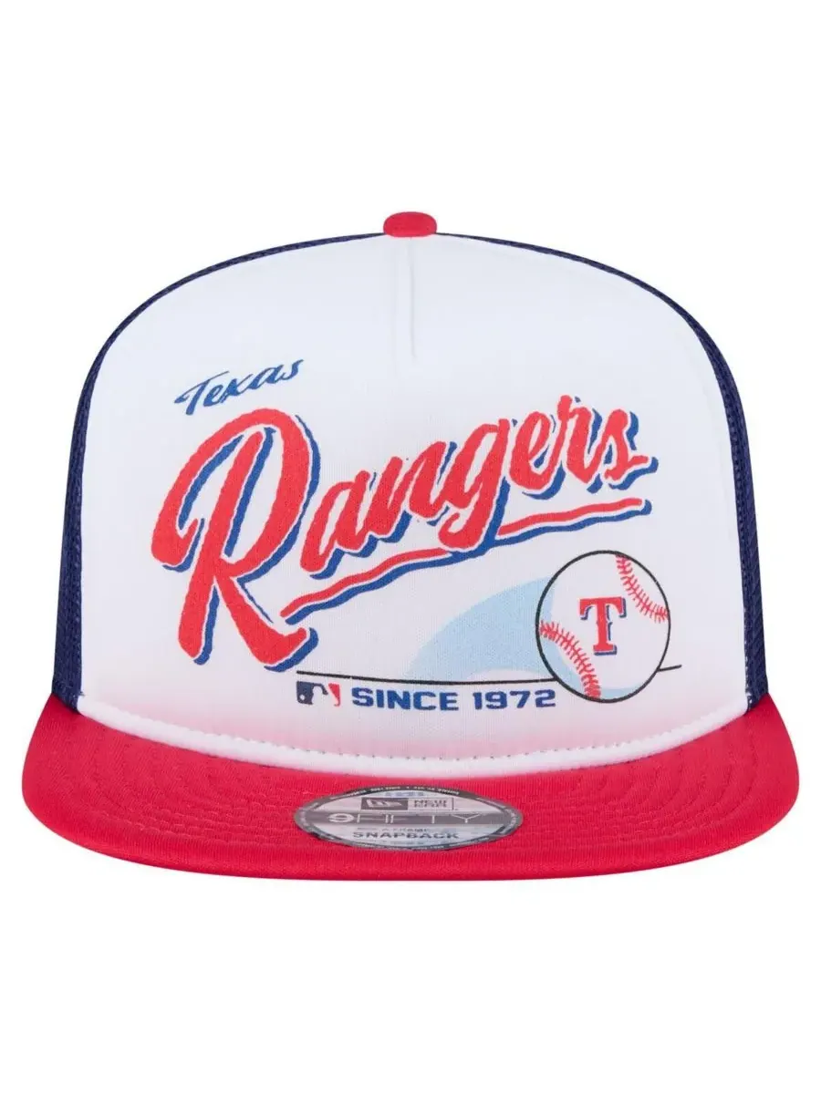 New Era Мужская бело-красная ретро-бейсболка Texas Rangers с надписью 9FIFTY — изображение 2 из 5, белый красный