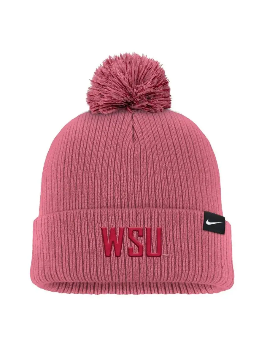 Nike Мужская розовая вязаная шапка Washington State Cougars с козырьком и помпоном — изображение 2 из 2, розовый