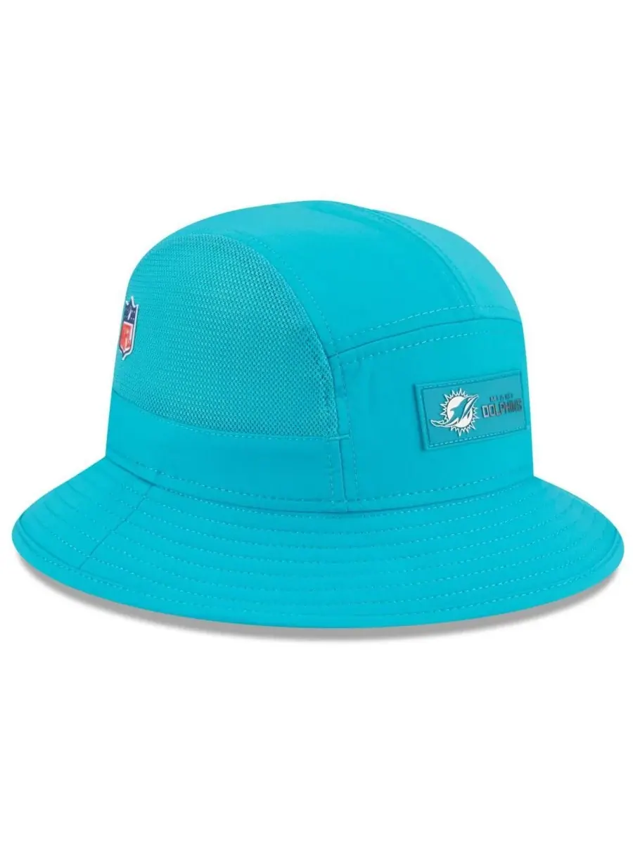 Мужская панама Aqua Miami Dolphins 2025 Sideline New Era — изображение 4 из 5, голубой