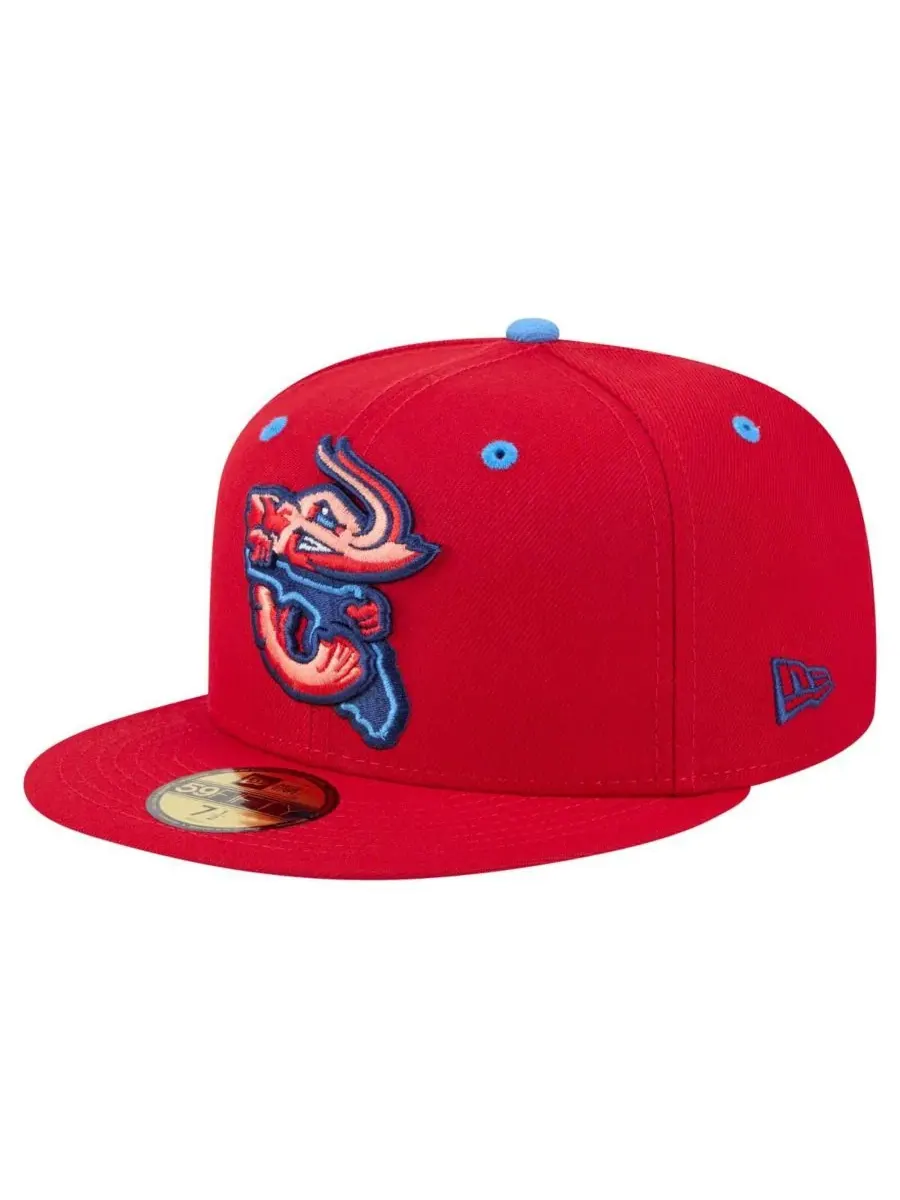 New Era Мужская красная бейсболка Jacksonville Jumbo Shrimp из коллекции 59FIFTY — изображение 1 из 4, красный