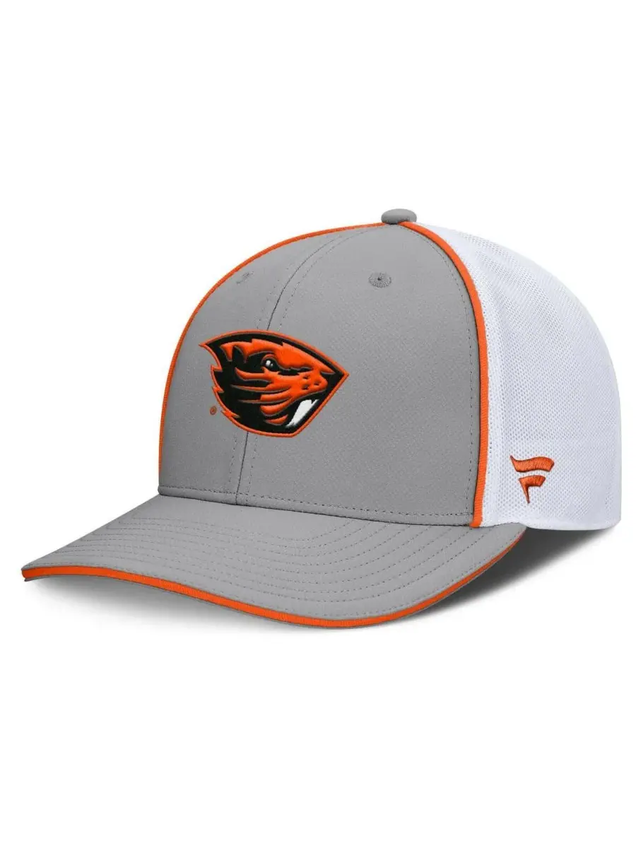 Fanatics Мужская серо-белая регулируемая кепка-тракер с символикой команды Oregon State Beavers — изображение 1 из 5