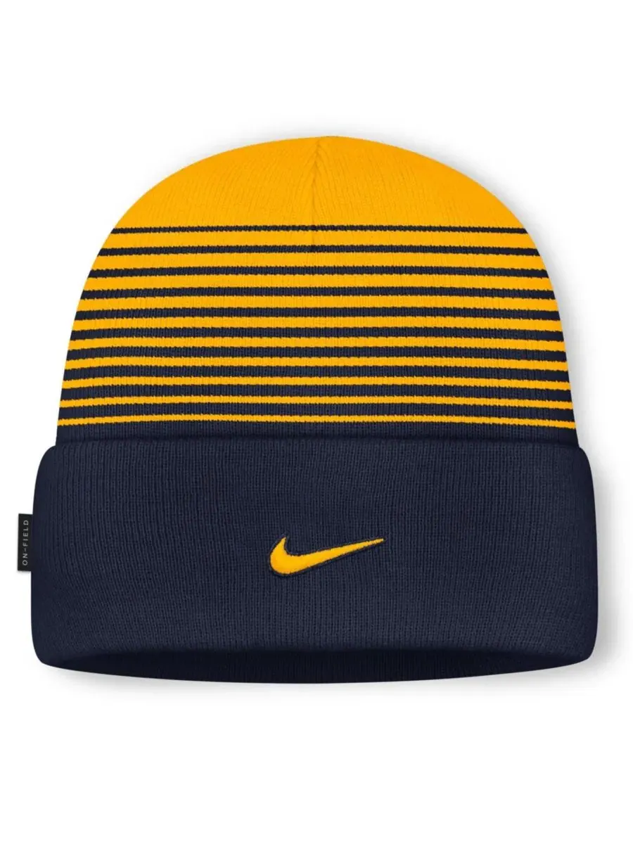 Вязаная шапка с эмблемой команды Nike — изображение 2 из 2, темно-синий золотистый