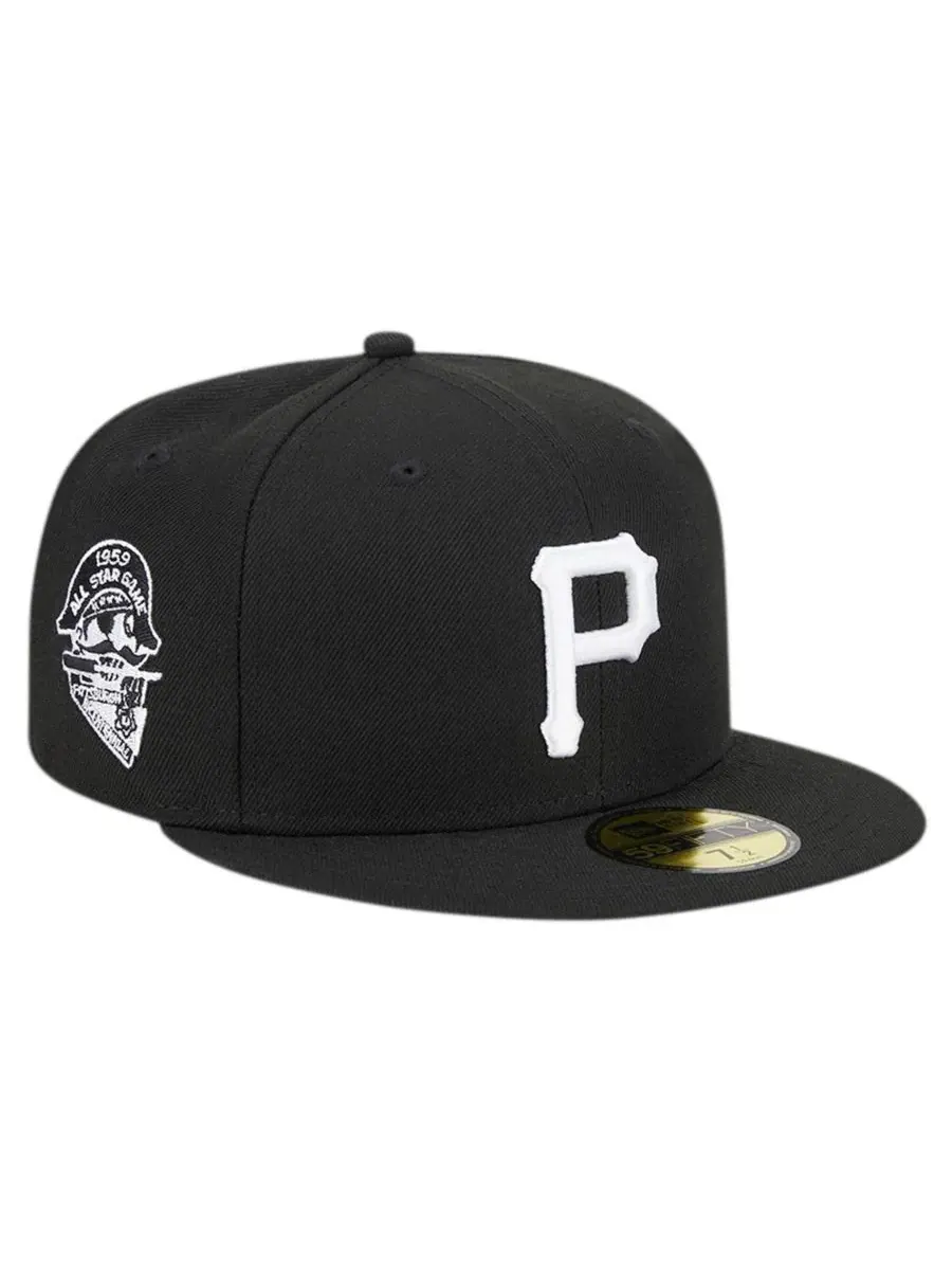 Мужская черная бейсболка 59FIFTY с логотипом команды «Питтсбург Пиратс» New Era — изображение 1 из 3, черный