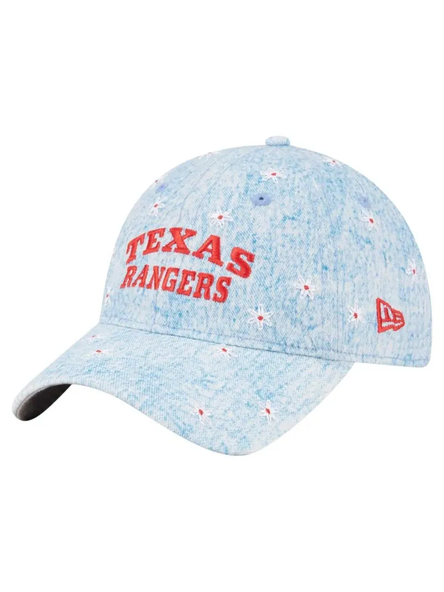 Кепка с вышивкой ромашками Texas Rangers Daisy All Over 9TWENTY New Era — изображение 4 из 5, светлый синий