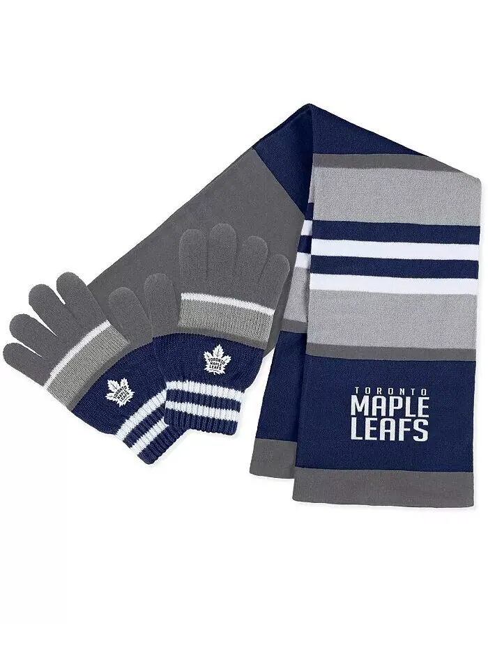 Женский комплект из перчаток и шарфа в полоску Toronto Maple Leafs Wear By Erin Andrews — изображение 1 из 3