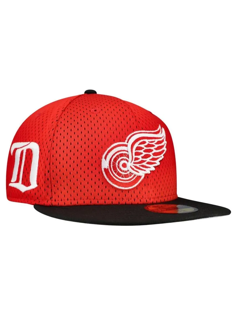 New Era Мужская двухцветная кепка Detroit Red Wings с сетчатой верхней частью — изображение 1 из 4, красный черный