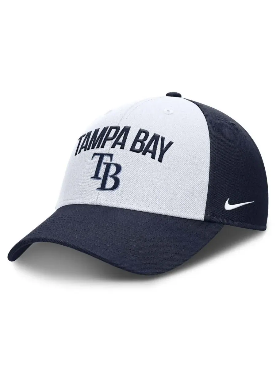 Nike Мужская регулируемая бейсболка Tampa Bay Rays Club белого/темно-синего цвета — изображение 1 из 4, белый темно-синий