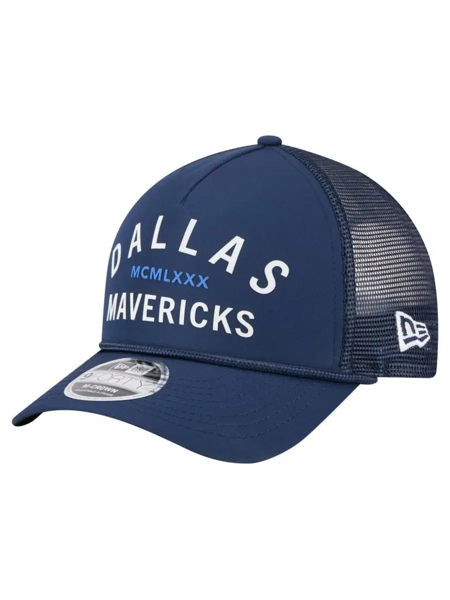 New Era Мужская темно-синяя минималистичная бейсболка Dallas Mavericks A-Frame 9FORTY Trucker Hat — изображение 1 из 4