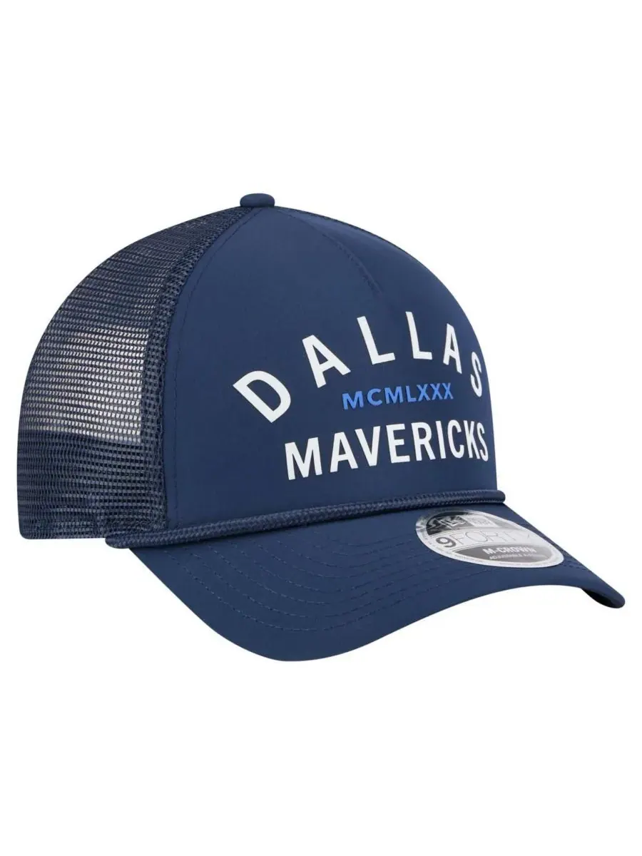 New Era Мужская темно-синяя минималистичная бейсболка Dallas Mavericks A-Frame 9FORTY Trucker Hat — изображение 4 из 4