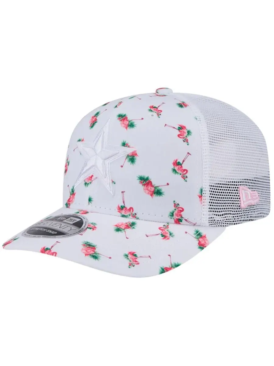 New Era Мужская белая кепка Dallas Cowboys Adventure Flamingo Pattern 9SEVENTY с эластичными — изображение 1 из 5, белый