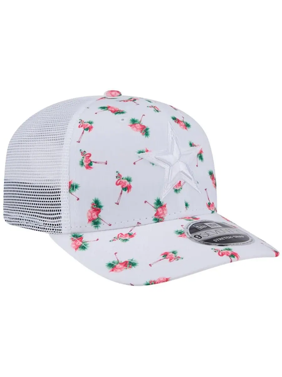 New Era Мужская белая кепка Dallas Cowboys Adventure Flamingo Pattern 9SEVENTY с эластичными — изображение 4 из 5, белый