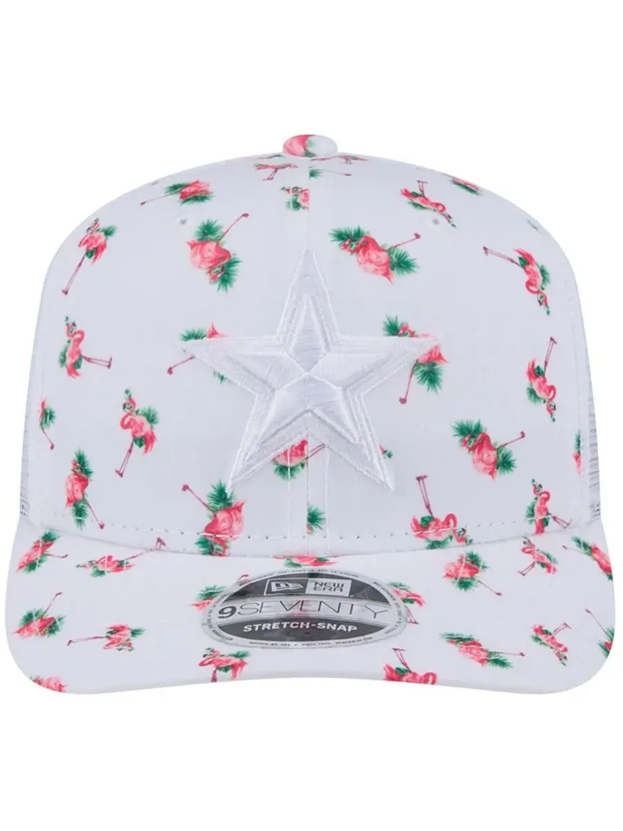 New Era Мужская белая кепка Dallas Cowboys Adventure Flamingo Pattern 9SEVENTY с эластичными — изображение 5 из 5, белый