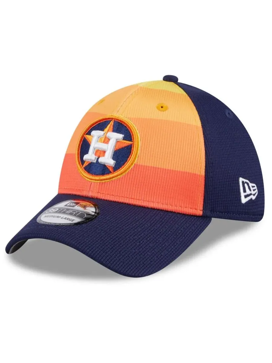 New Era Мужская оранжевая бейсболка Houston Astros 2024 Batting Practice 39THIRTY Flex Hat — изображение 1 из 3, темно-синий