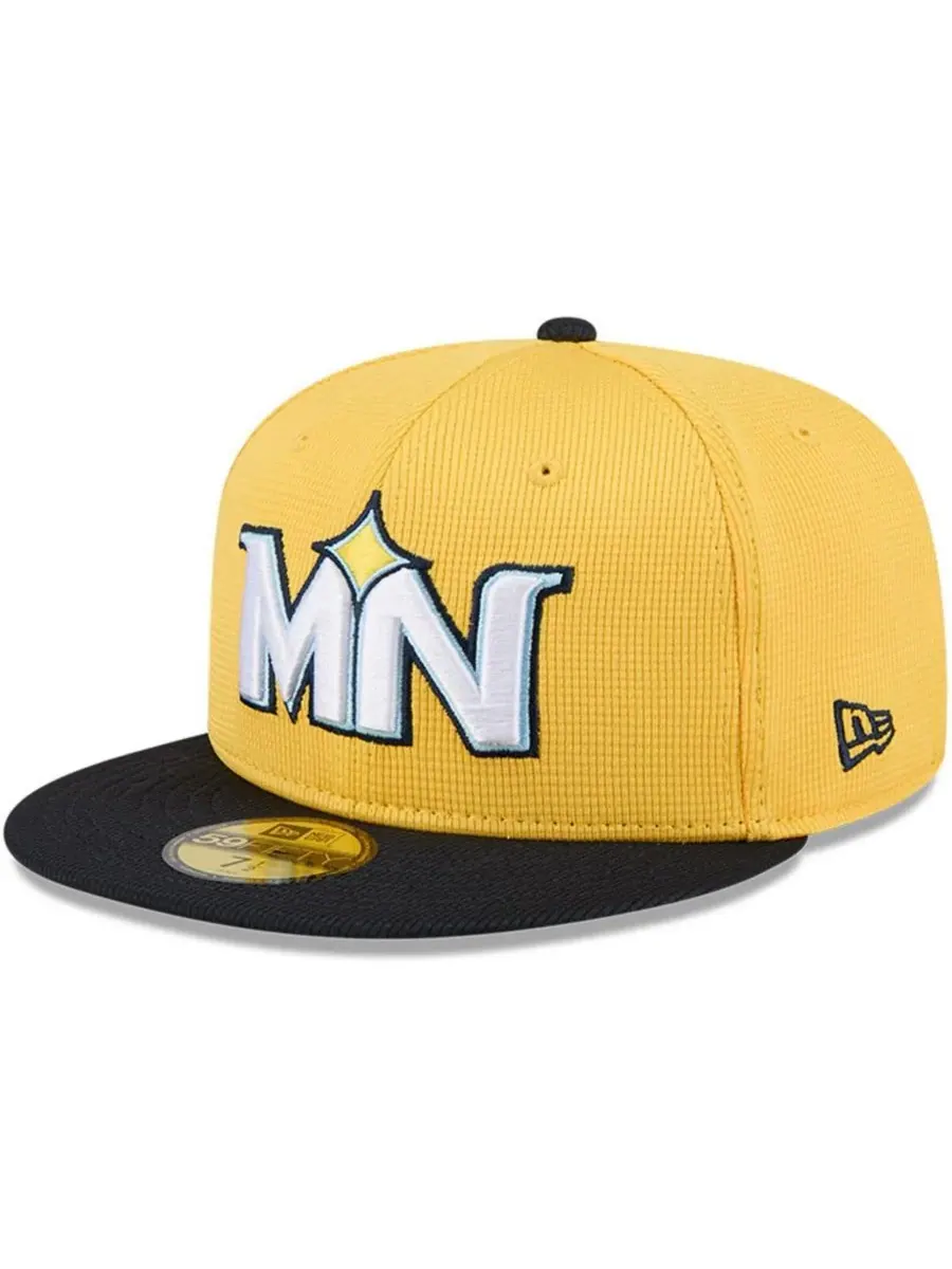 New Era Мужская желто-черная бейсболка Minnesota Twins City Connect Batting Practice 59FIFTY — изображение 1 из 4