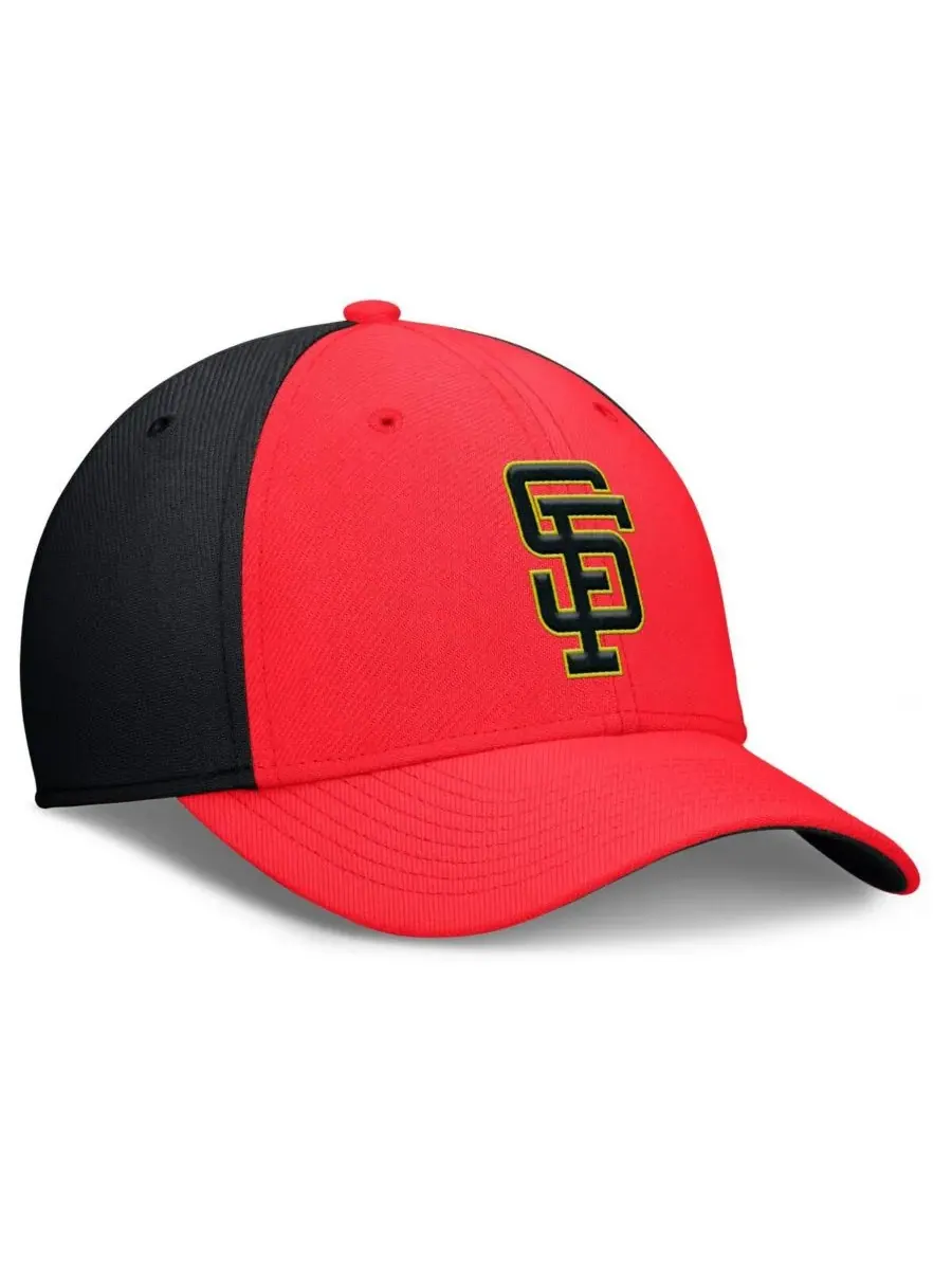 Nike Мужская кепка San Francisco Giants Neon 90s Rise Swoosh Flex Hat малиново-черного цвета — изображение 2 из 5, черный