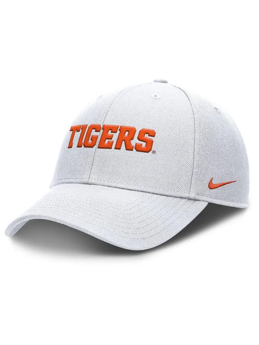 Nike Мужская белая регулируемая бейсболка Clemson Tigers 2025 On-Field Rise Performance — изображение 1 из 4, белый