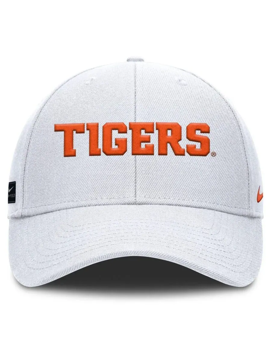 Nike Мужская белая регулируемая бейсболка Clemson Tigers 2025 On-Field Rise Performance — изображение 2 из 4, белый
