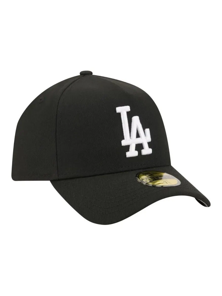 Мужская черная бейсболка Los Angeles Dodgers A-Frame 59FORTY Fitted Hat New Era — изображение 3 из 5, черный